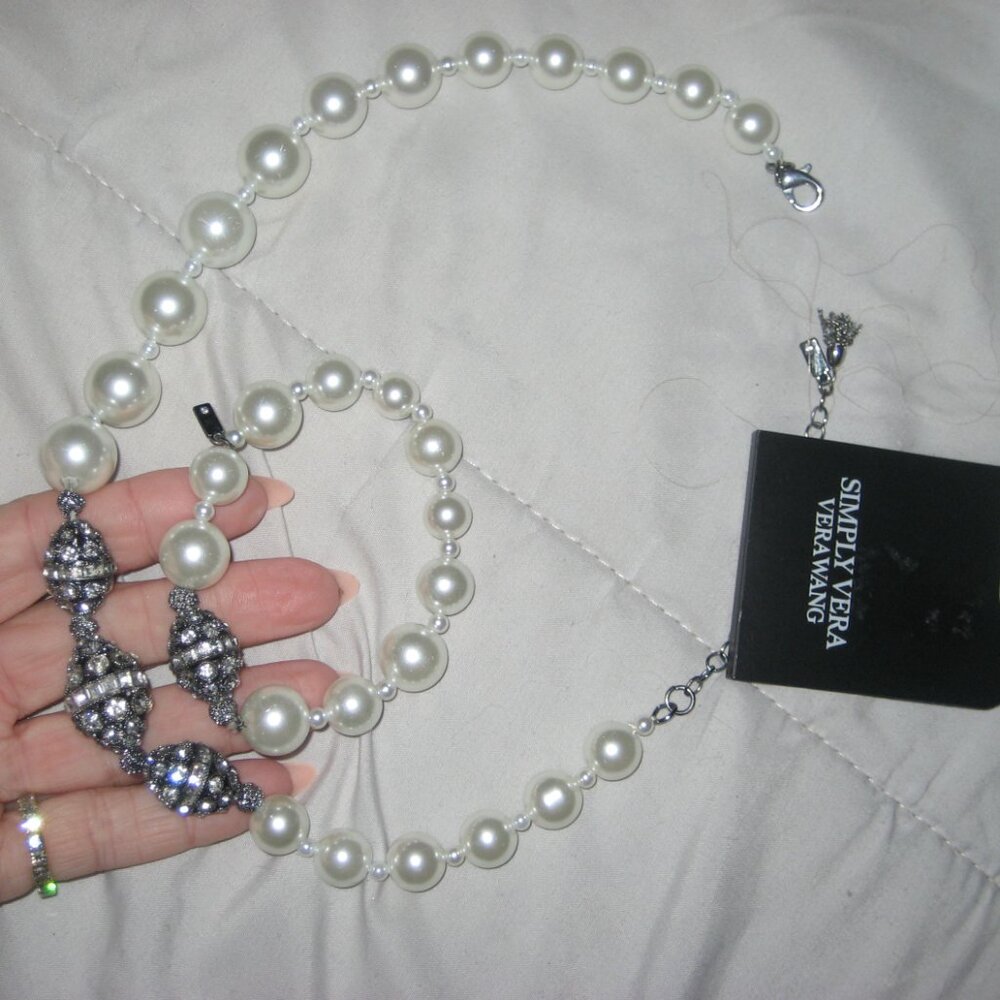 SIMPLY VERA WANG PEARL CHOKER BRACELET SET NEW